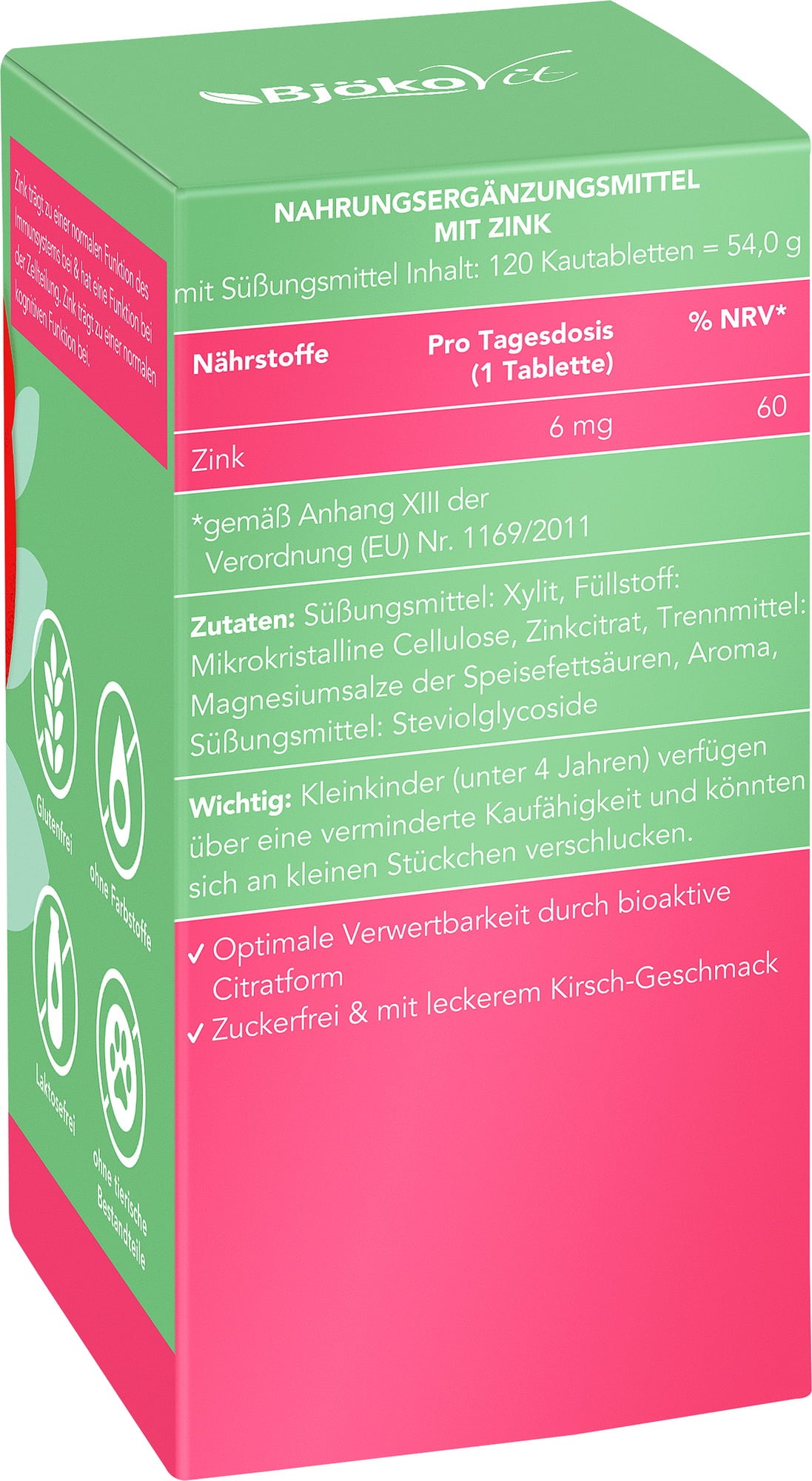 BjökoVit Citrate de Zinc pour Enfants - 120 comprimés à croquer