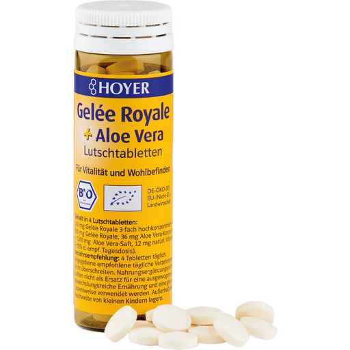 HOYER Luomu Royal Jelly + Aloe Vera Pastillit - 60 kappaletta