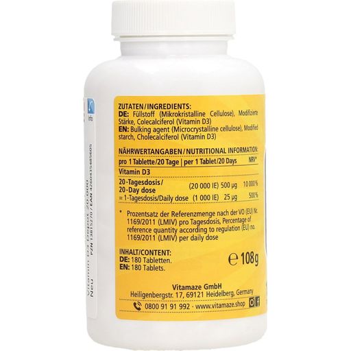Vitamaze Витамин D3 - 180 таблетки
