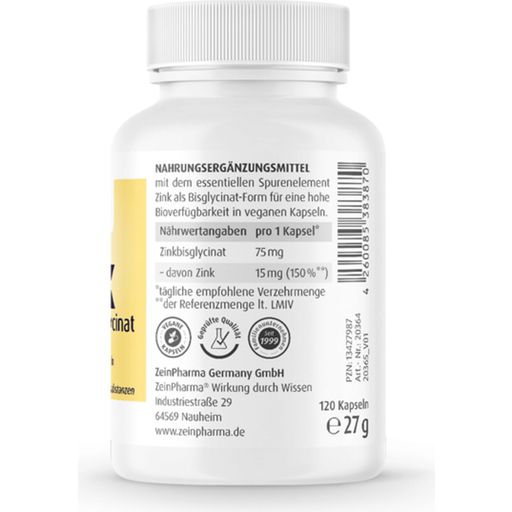 ZeinPharma Zink Glycinat 15 mg - 120 Kapseln