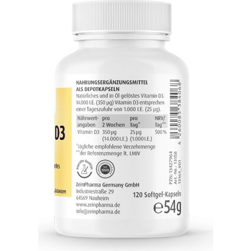 Vitamina D3, 1.400 U.I., en Cápsulas Blandas - 120 cápsulas blandas