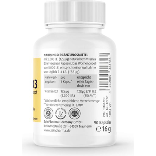 ZeinPharma Vitamin D3 5000 IE - 90 вег. капсули