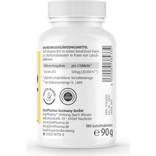 ZeinPharma Vitamine B12 Zuigtabletten 500 μg - 60 Zuigtabletten