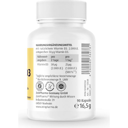 ZeinPharma Vitamin D3 2000 I.E. - 90 veg. capsules