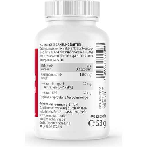ZeinPharma Grünlippmuschel 500 mg - 90 veg. Kapseln