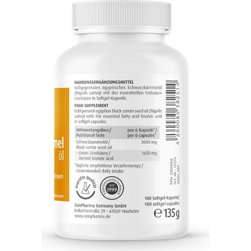 ZeinPharma Olej z czarnuszki 500 mg - 180 Kapsułek