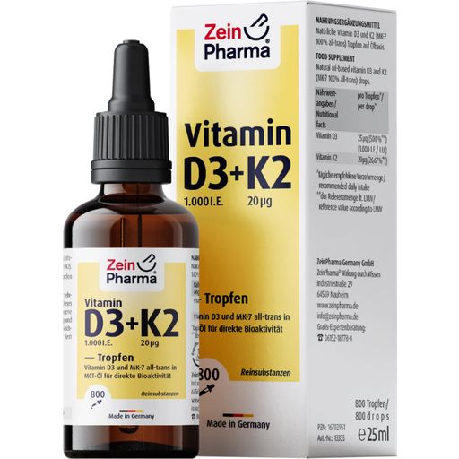 ZeinPharma Vitamina D3 1000 U.I. + K2 en Gotas - 25 ml