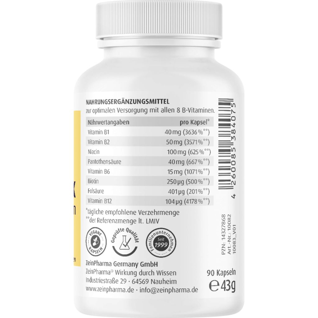 Super B-Komplex + Biotin, 90 Capsules - ZeinPharma - VitalAbo Online ...