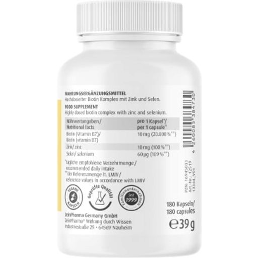 ZeinPharma Biotin Komplex 10 mg - 180 Kapseln