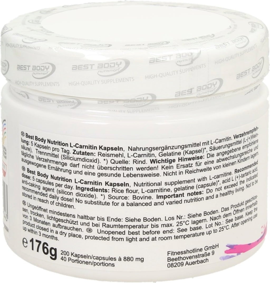 Best Body Nutrition L-Carnitine - Gélules - 200 gélules