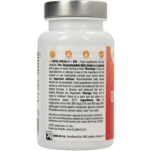 Sensilab Super Omega 3 + Q10 - 30 cápsulas blandas