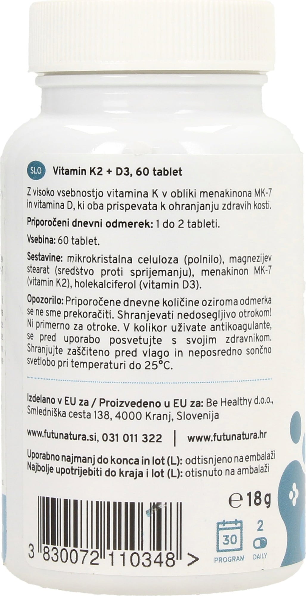 FutuNatura Vitamin K2 + D3 - 60 comprimés
