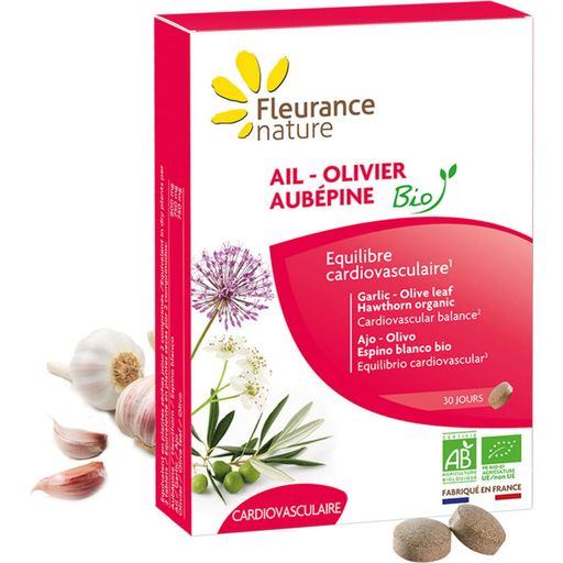 Fleurance Nature Био таблетки с чесън, малини и глог - 60 таблетки