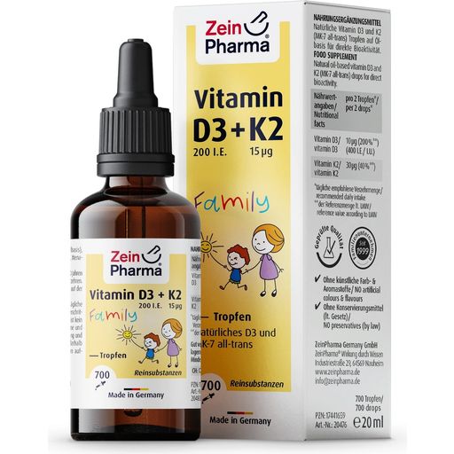 Vitamin D3 200 I.E. + K2 15 µg Family Tropfen - 20 ml