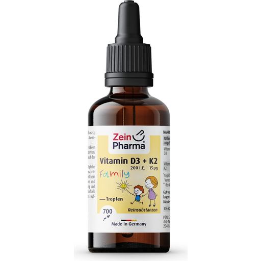 D3-vitamiini 200 I.U. + K2 15 µg perhetipat - 20 ml