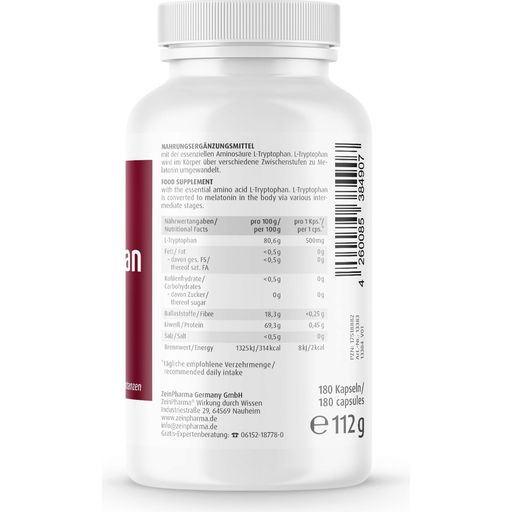 ZeinPharma L-tryptofan 500 mg  - 180 Kapsułek