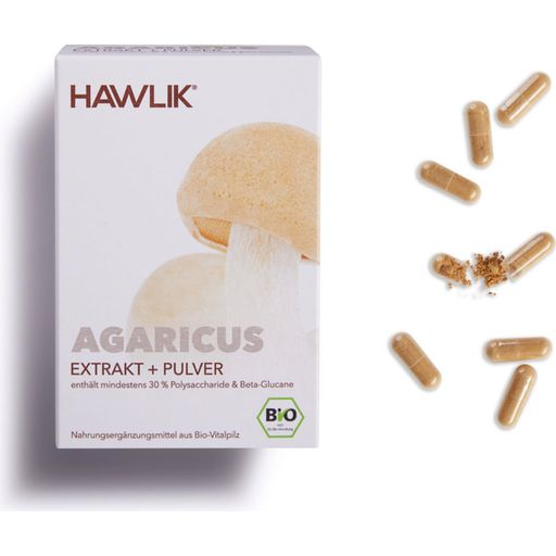 Bio extrakt + prášok z huby Agaricus v kapsulách - 120 kapsúl