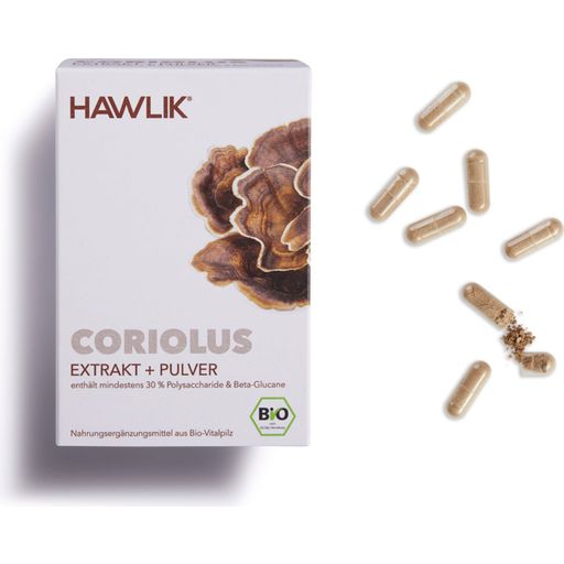 Hawlik Coriolus-uute + jauhekapselit, luomu - 120 kapselia