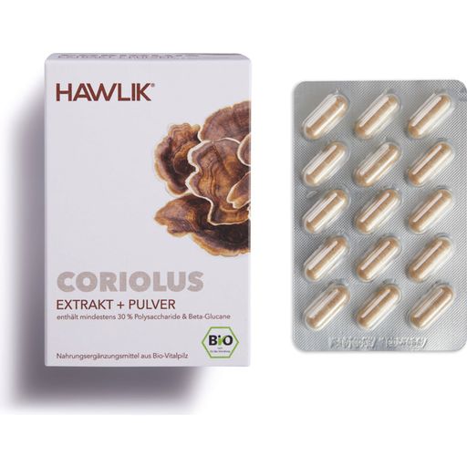 Hawlik Coriolus ekstrakt + proszek kapsułki bio - 120 Kapsułek
