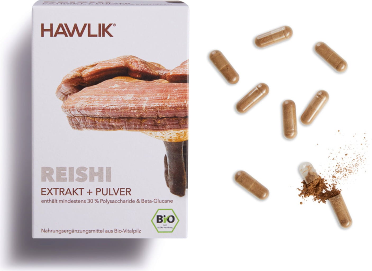 Hawlik Reishi Bio en Gélules - Extrait + Poudre - 120 gélules