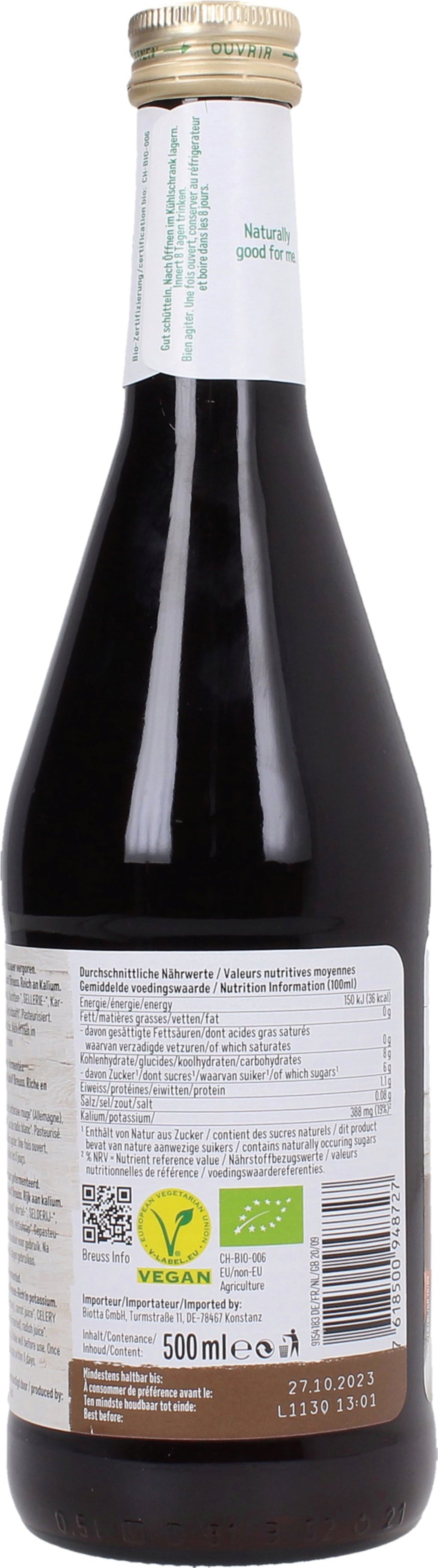 Biotta Klassinen Breuss-vihannesmehu, luomu - 500 ml