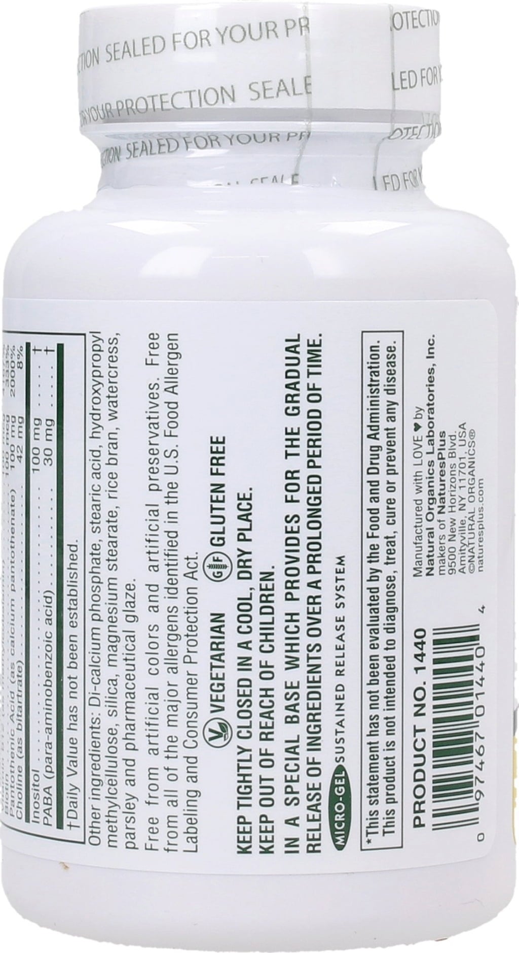 Nature's Plus Mega B100 mg S/R - 90 Tabletten
