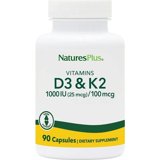 Nature's Plus Vitamins D3 1000 IE & K2 100 mcg - 90 Vegetarische Capsules