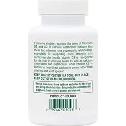 Vitamina D3 1000 UI com 100 mcg de Vitamina K2 - 90 Cápsulas vegetais