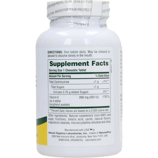 Nature's Plus E-vitamin 400 IU rágótabletta - 90 rágótabletta
