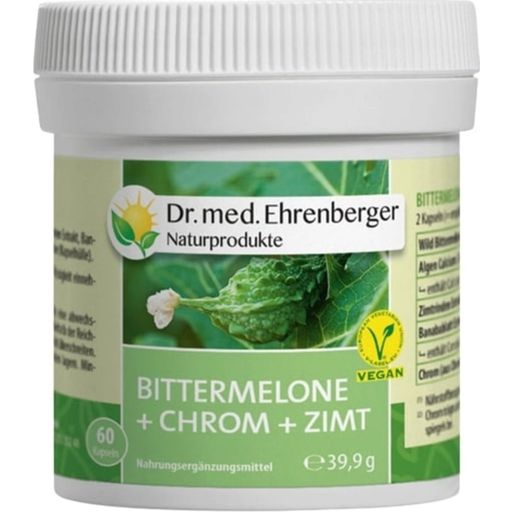 Dr. med. Ehrenberger Bio- & Naturprodukte Extracto de Melón Amargo, Cromo y Canela - 60 cápsulas