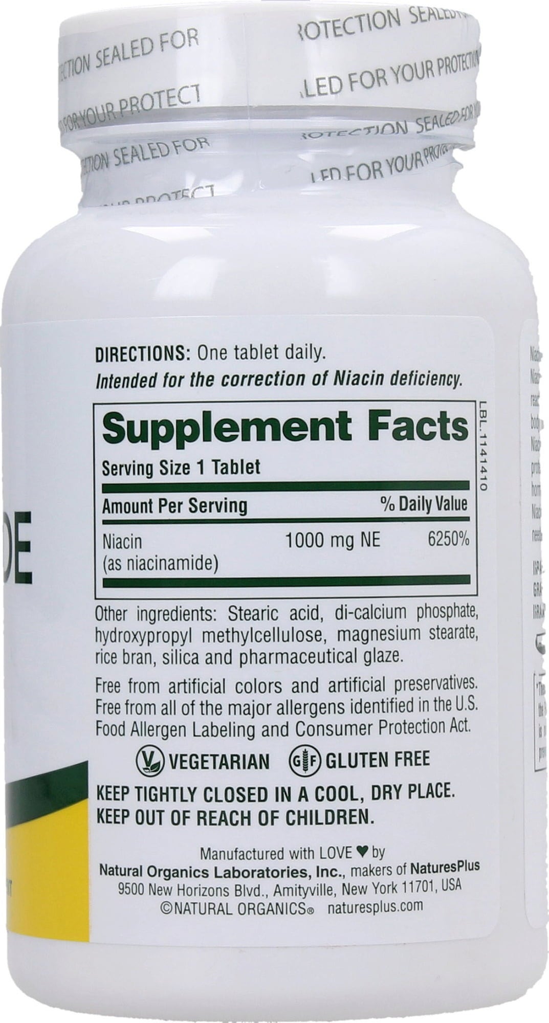 Nature's Plus Niacínamid 1 000 mg S/R - 90 tabliet