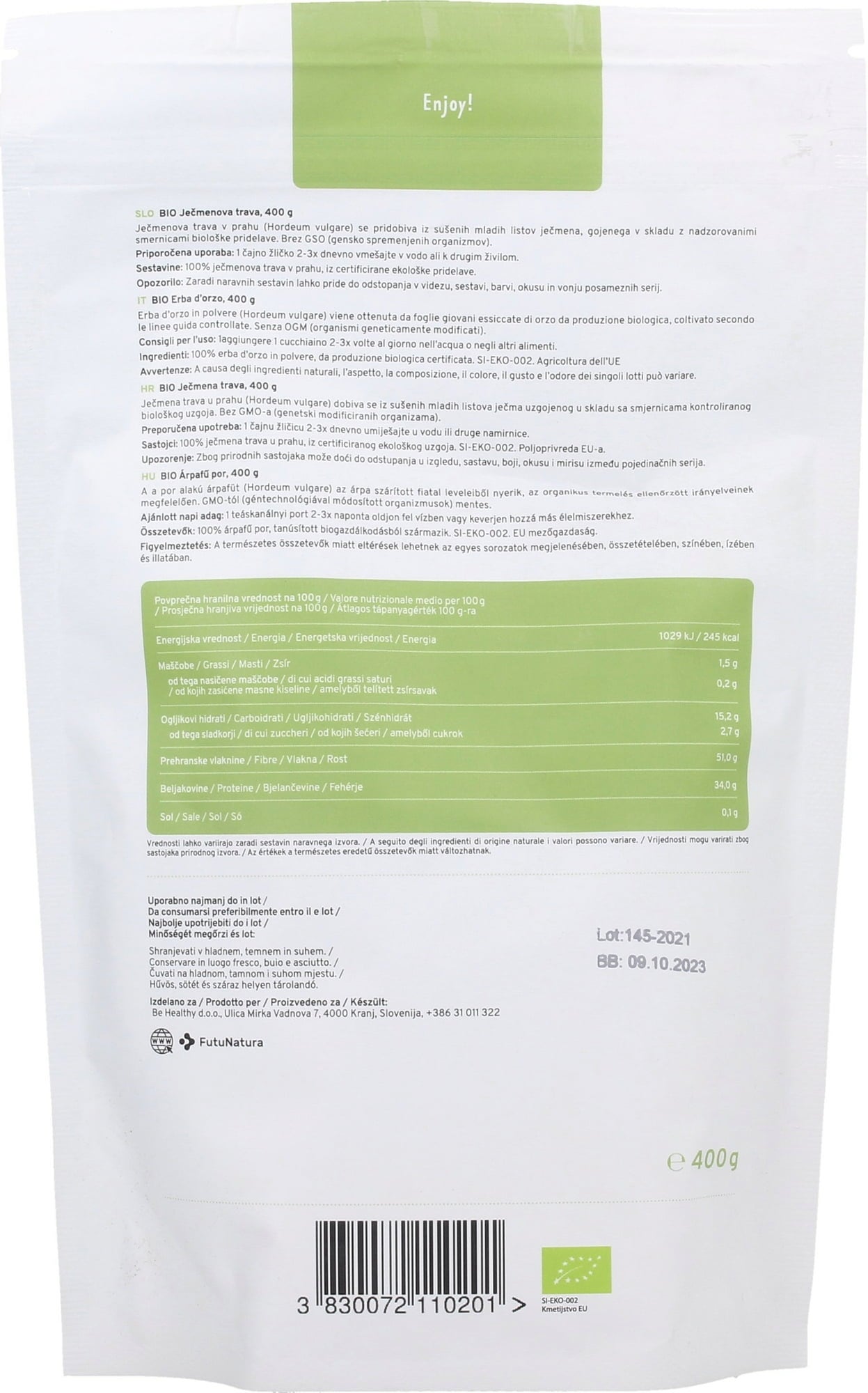 FutuNatura Erva de Cevada BIO - 400 g