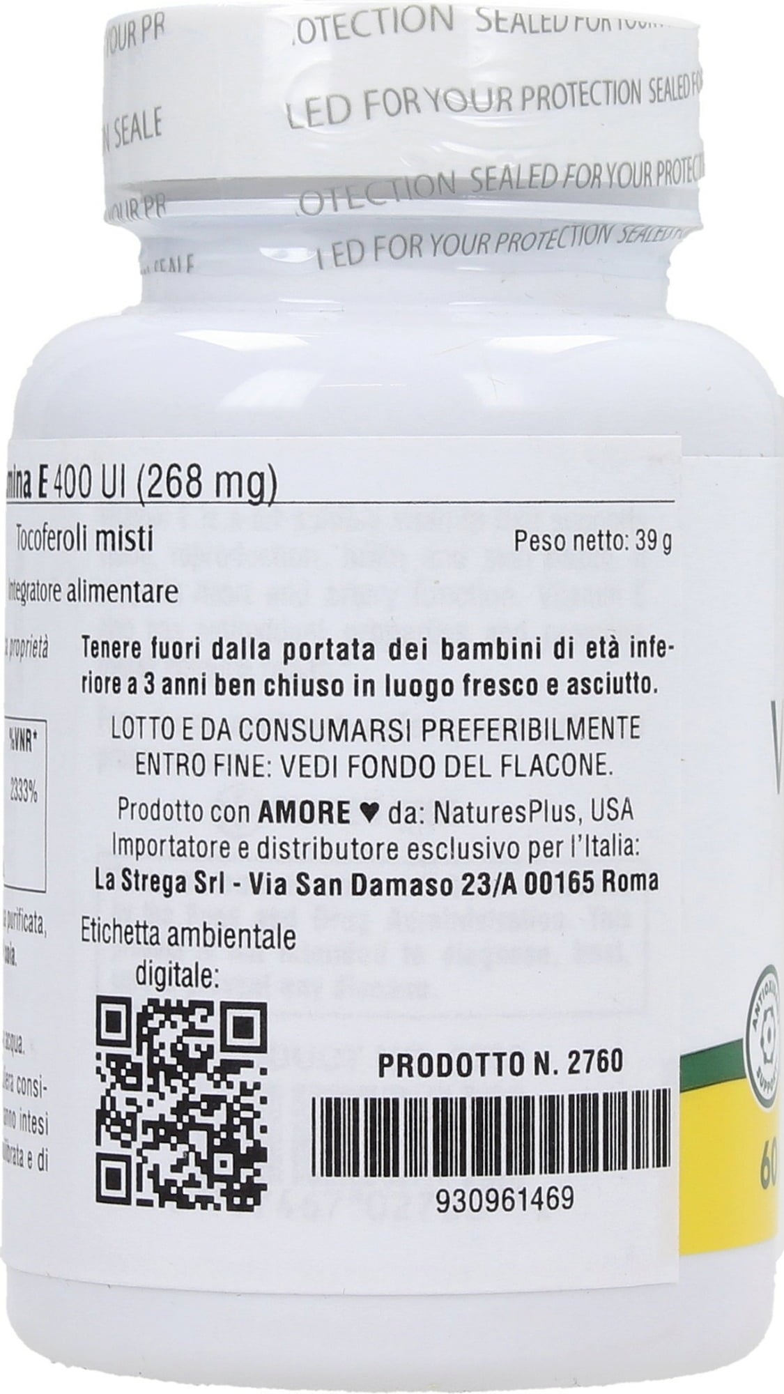 Nature's Plus Vitamina E 400 UI Tocoferóis Mistos - 60 Cápsula moles