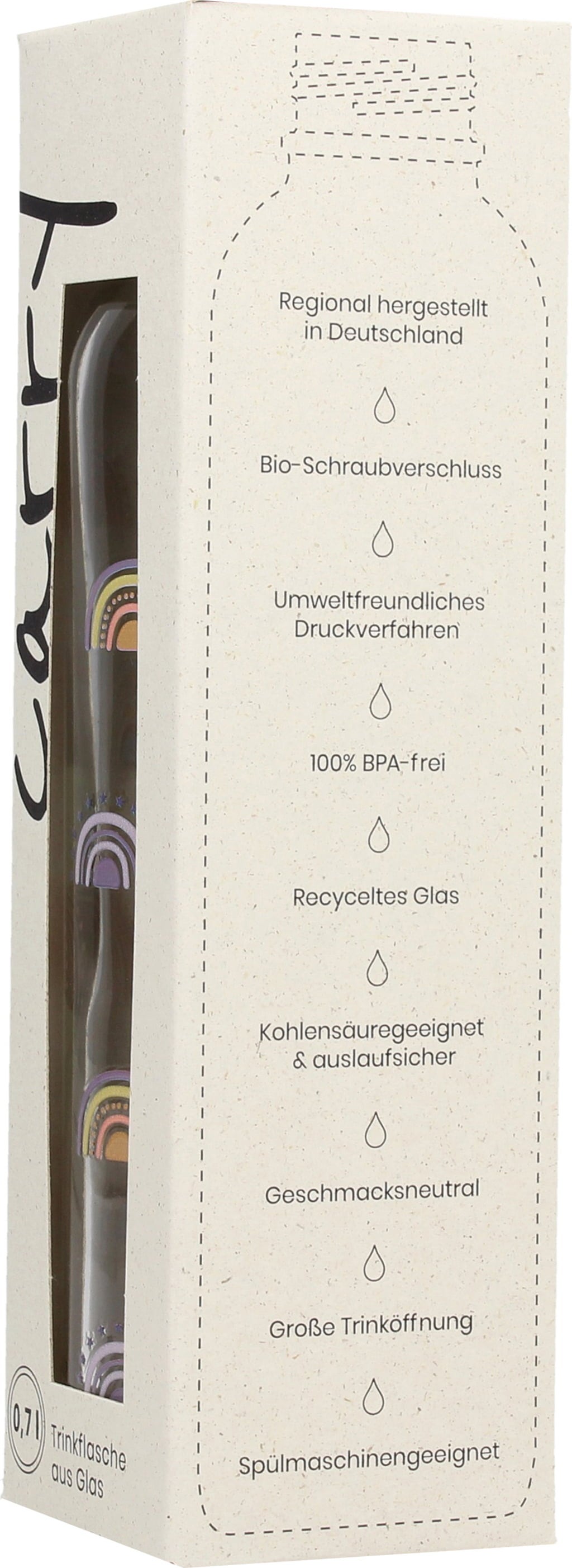 Carry Bottle Glasflasche - BOHO RAINBOW, 0,7 l - 1 Stk