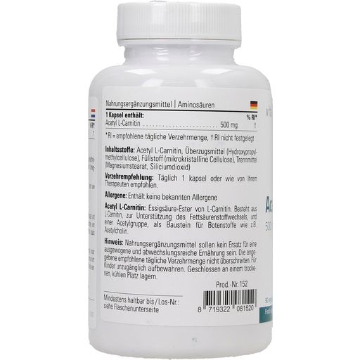 Vitaplex Acetyl L-Carnitine 500mg - 90 Vegetarische Capsules