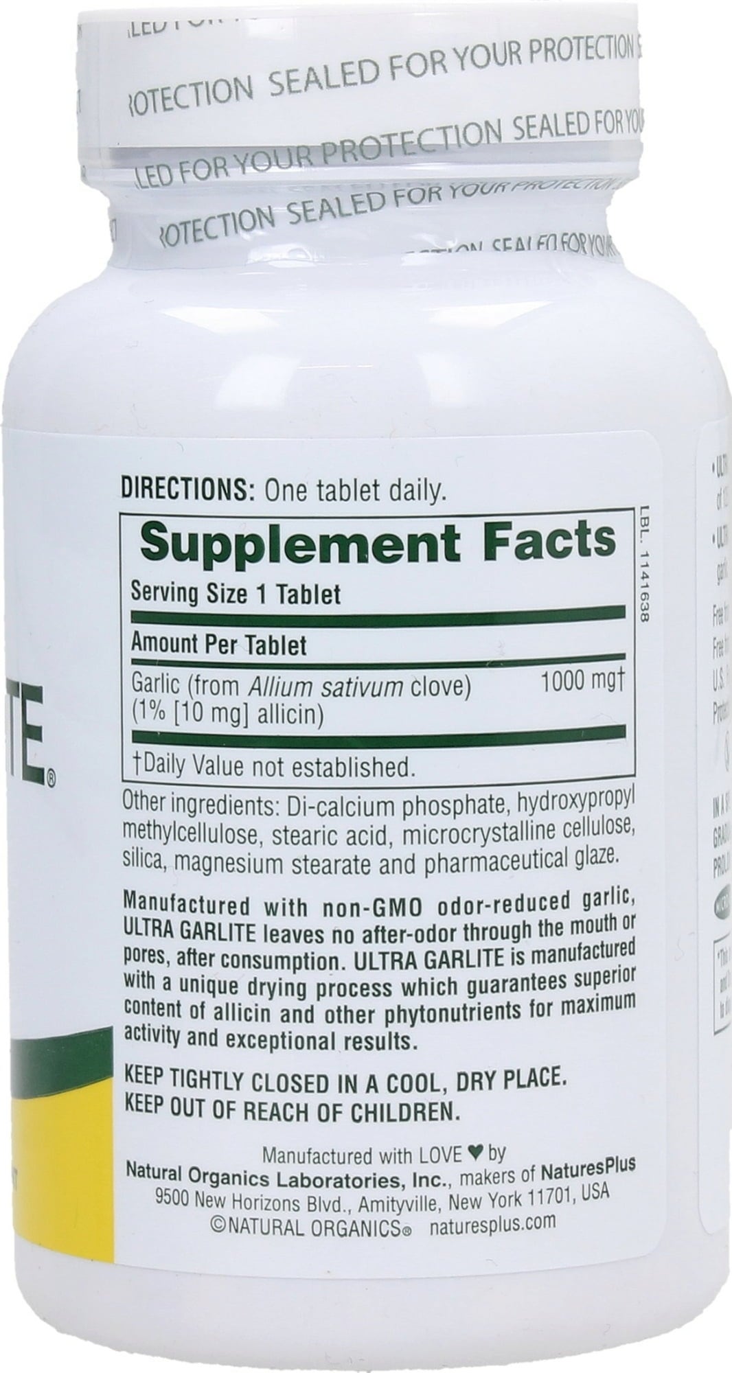 Nature's Plus Ultra Garlite® 1000 mg S/R