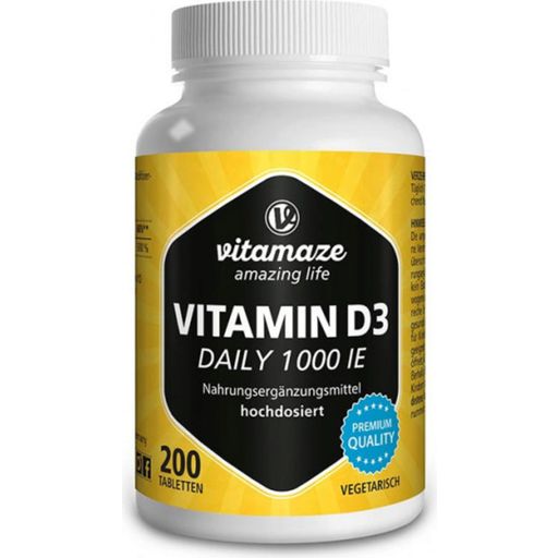 Vitamaze D3-vitamiini päivittäin 1000 IU - 200 tablettia