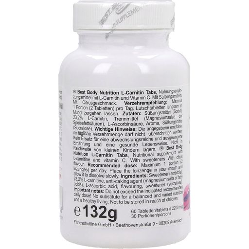 Best Body Nutrition L-Carnitine - Comprimés à Sucer - 60 comprimés à sucer