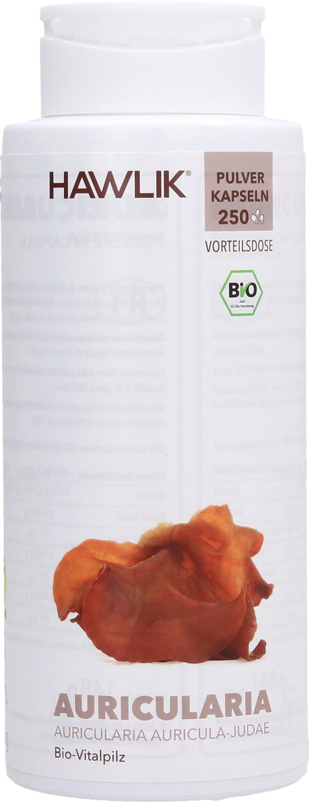 Auricularia por kapszula Bio, 250 kapszula