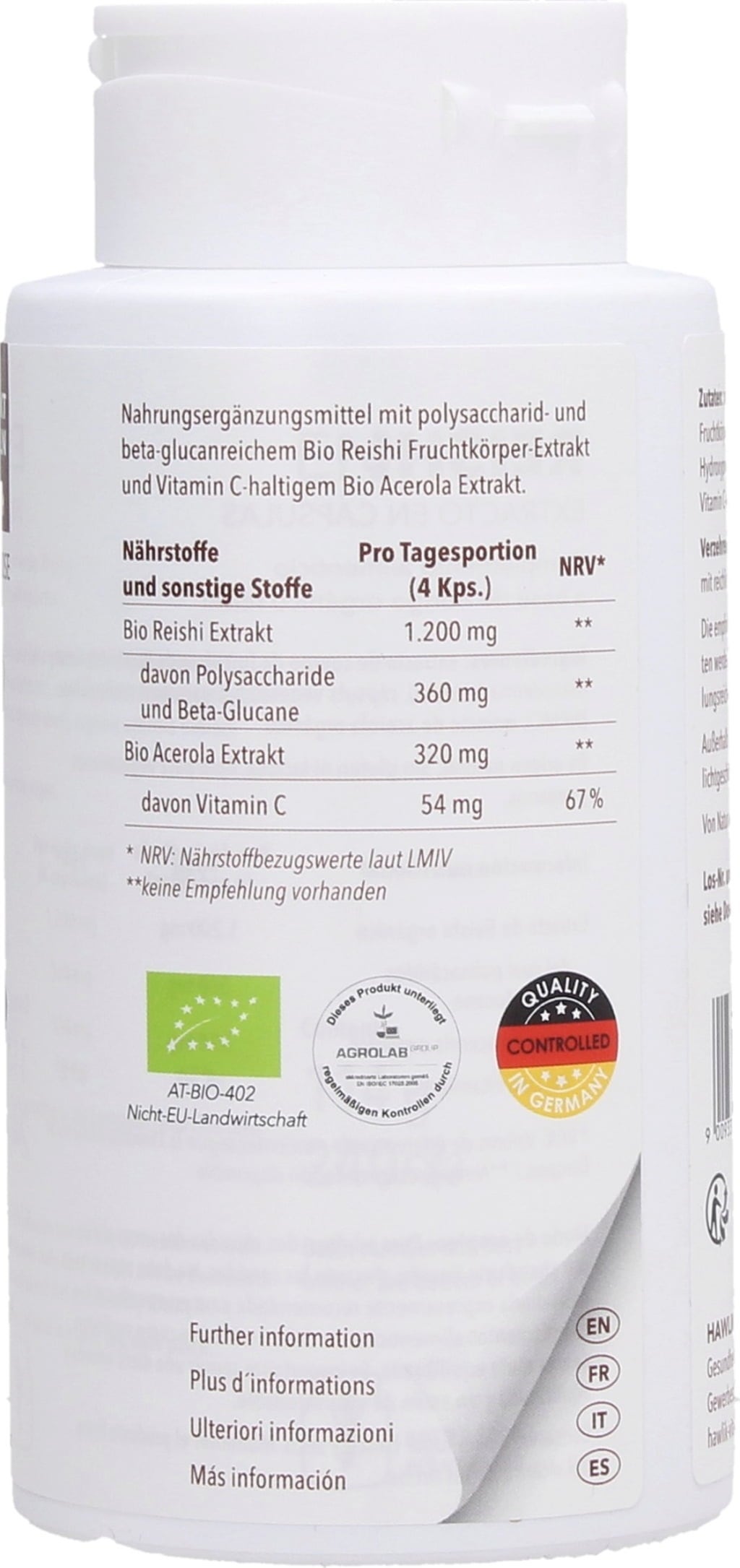 Hawlik Reishi Extract Capsules, Organic - 240 capsules