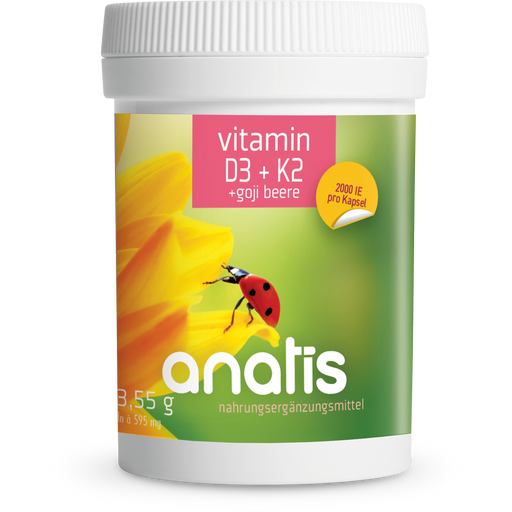 anatis Naturprodukte Vitamina D3 + K2 + Bacche di Goji - 90 capsule