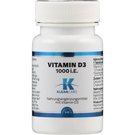 KLEAN LABS D3-vitamiini 1000 IU - 100 tablettia