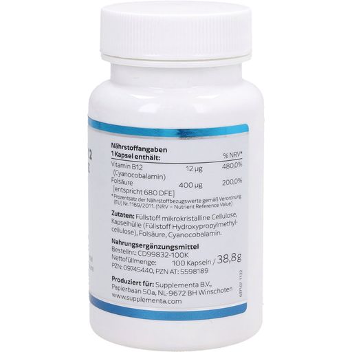 KLEAN LABS Vitamina B12 Acido Folico - 100 capsule