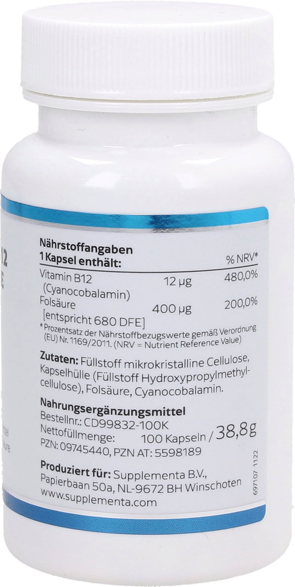 KLEAN LABS Vitamine B12 Acide folique - 100 gélules
