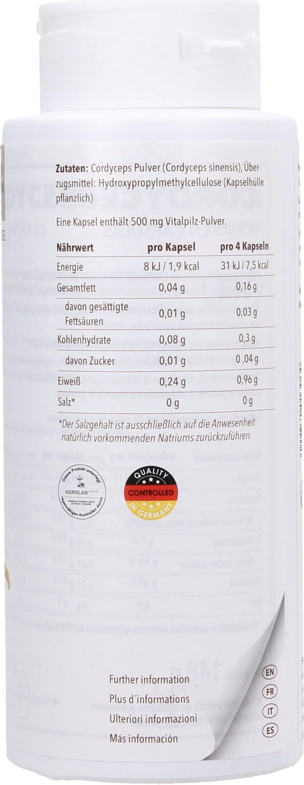 Hawlik Cordyceps Pulverkapsel - 250 Kapslar