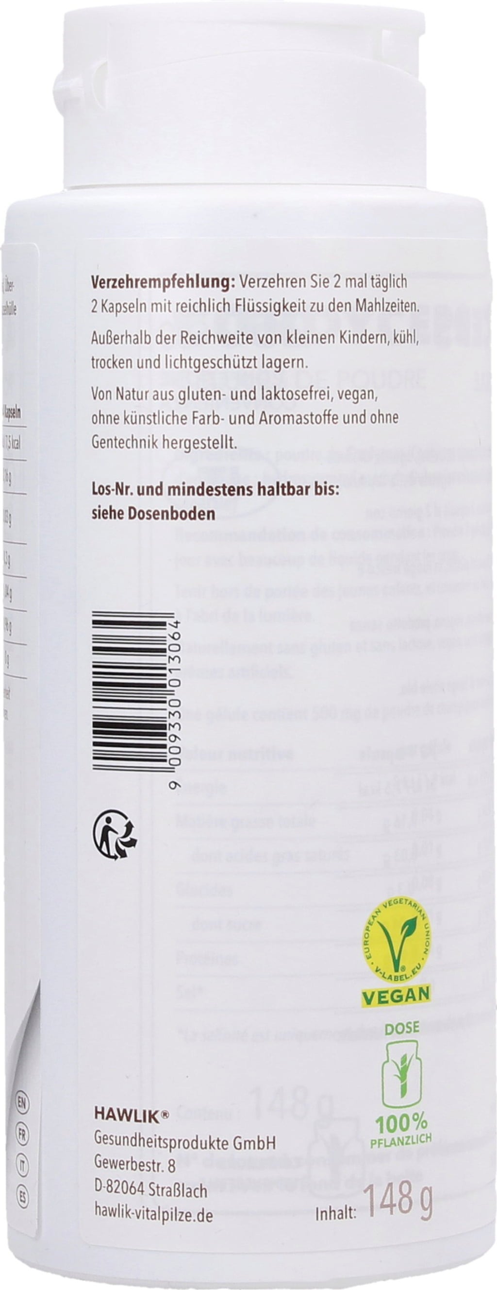 Hawlik Cordyceps Pulverkapsel - 250 Kapslar