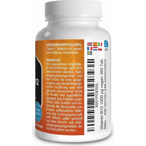 Vitamaze Vitamin B-12 1000 µg, visok odmerek - 360 tabl.