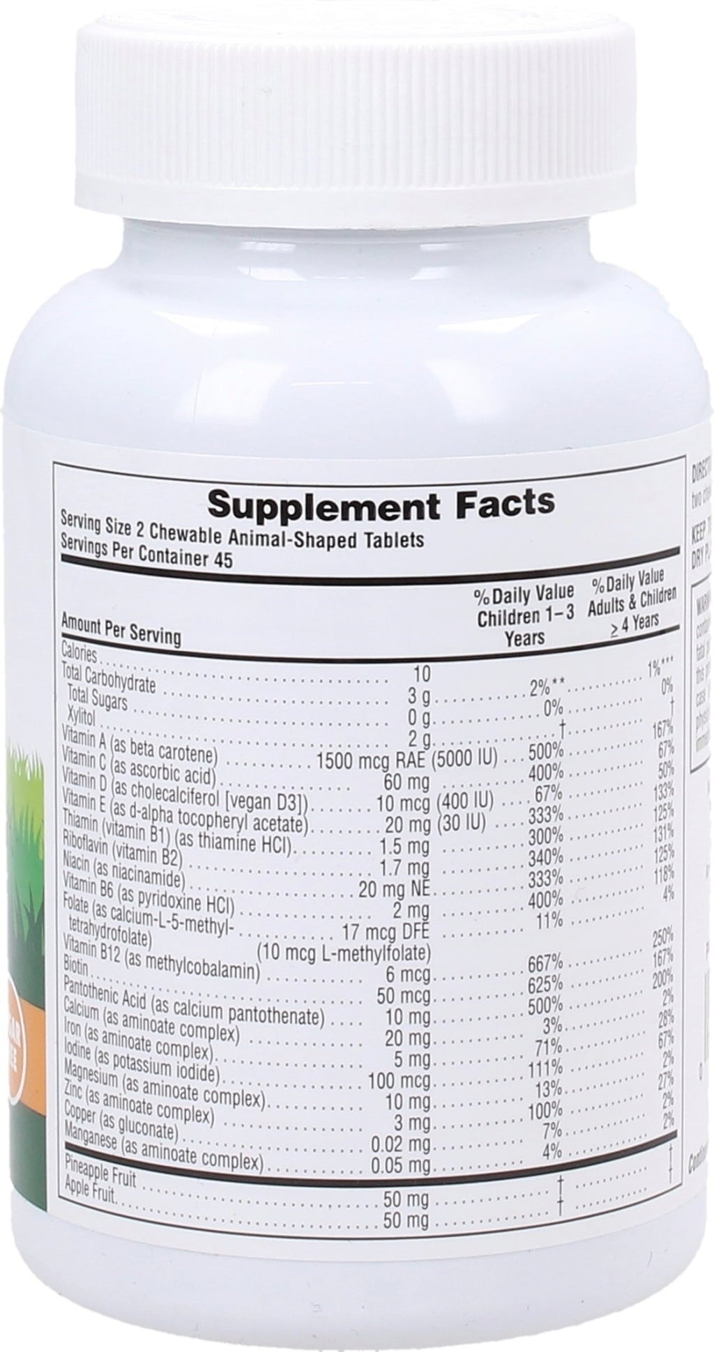 Animal Parade Multivitamin -  Multifrutas sem açúcar - 90 Comprimidos mastigáveis