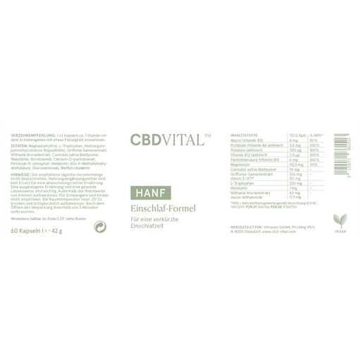 CBD VITAL Chanvre - Formule Sommeil - 60 gélules