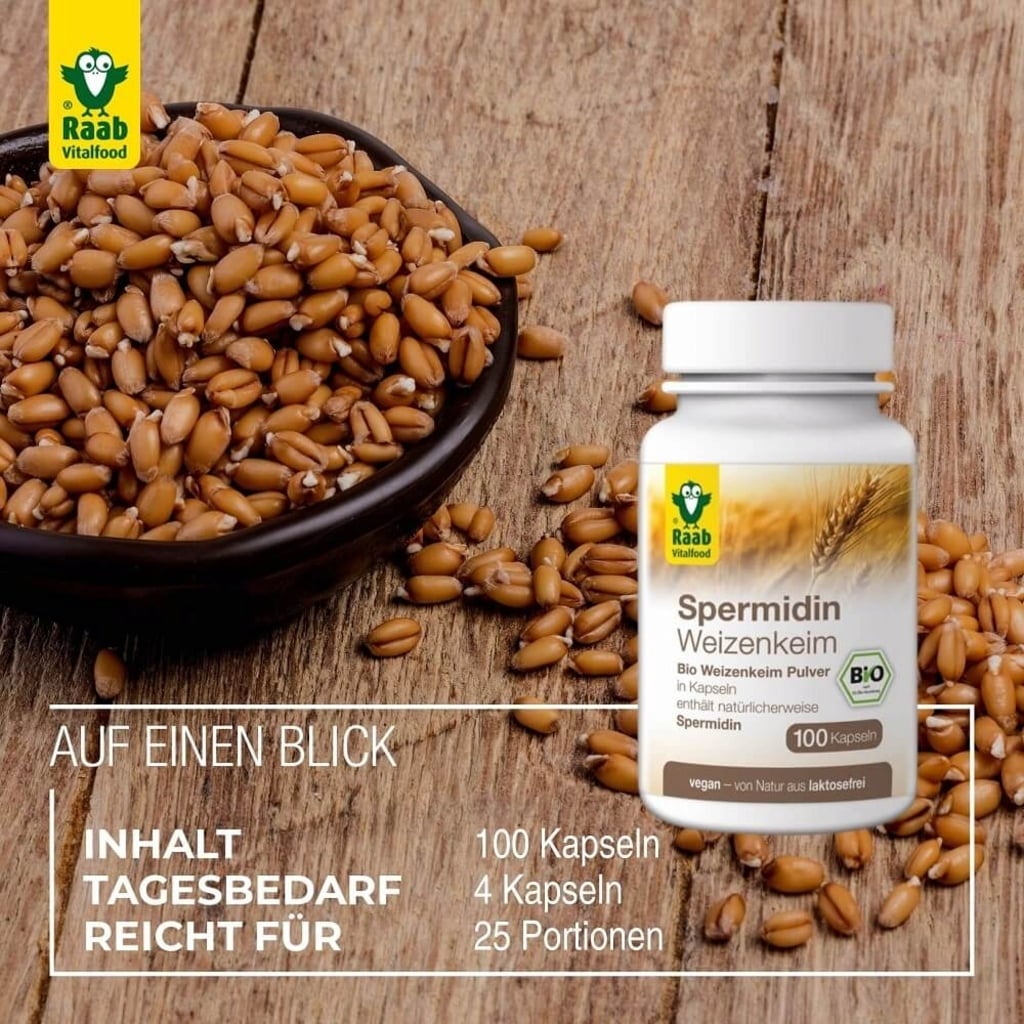 Raab Vitalfood Spermidiini vehnänalkiokapselit, luomu - 100 kapselia